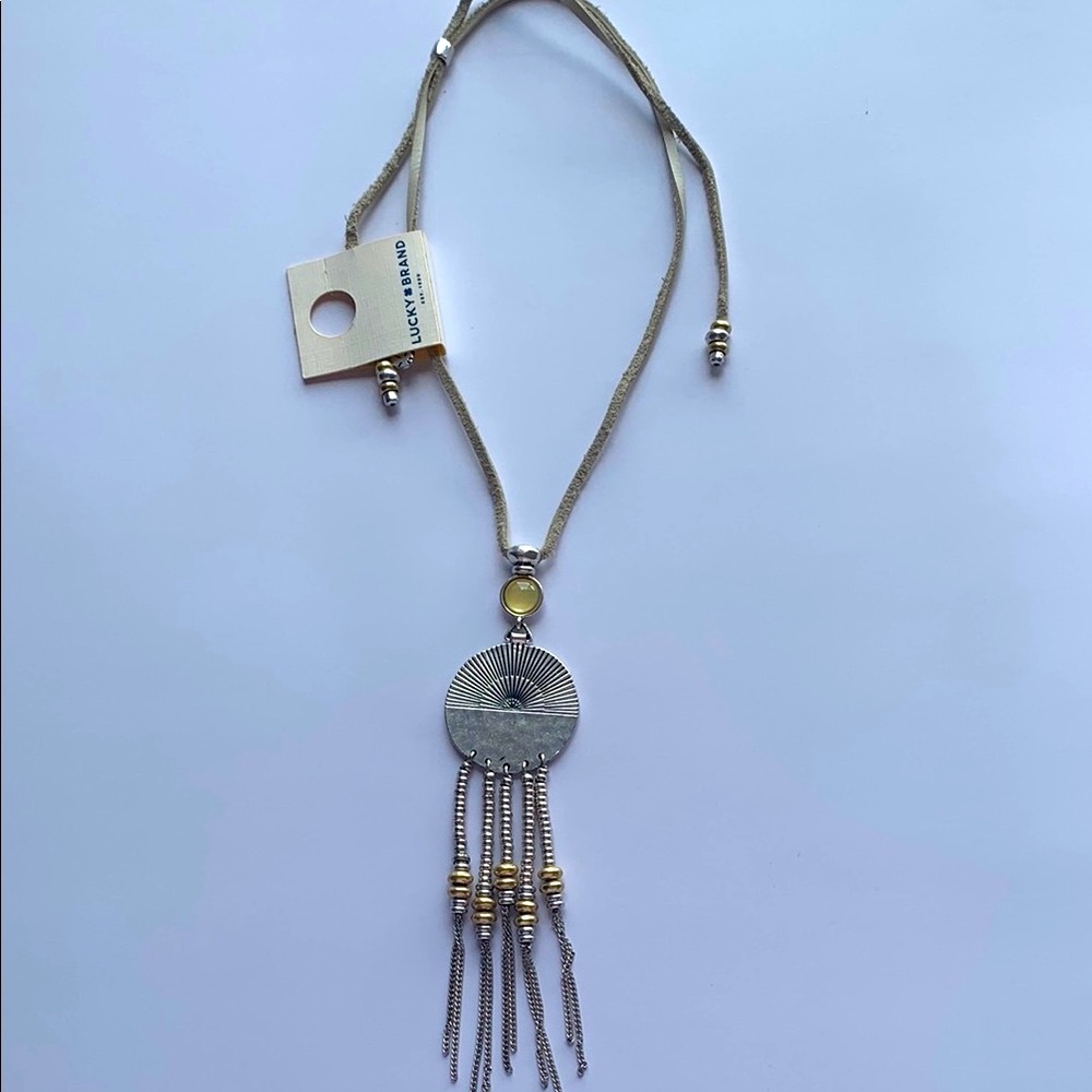 Lucky Brand Silver and Gold Tassel adjustable Necklace